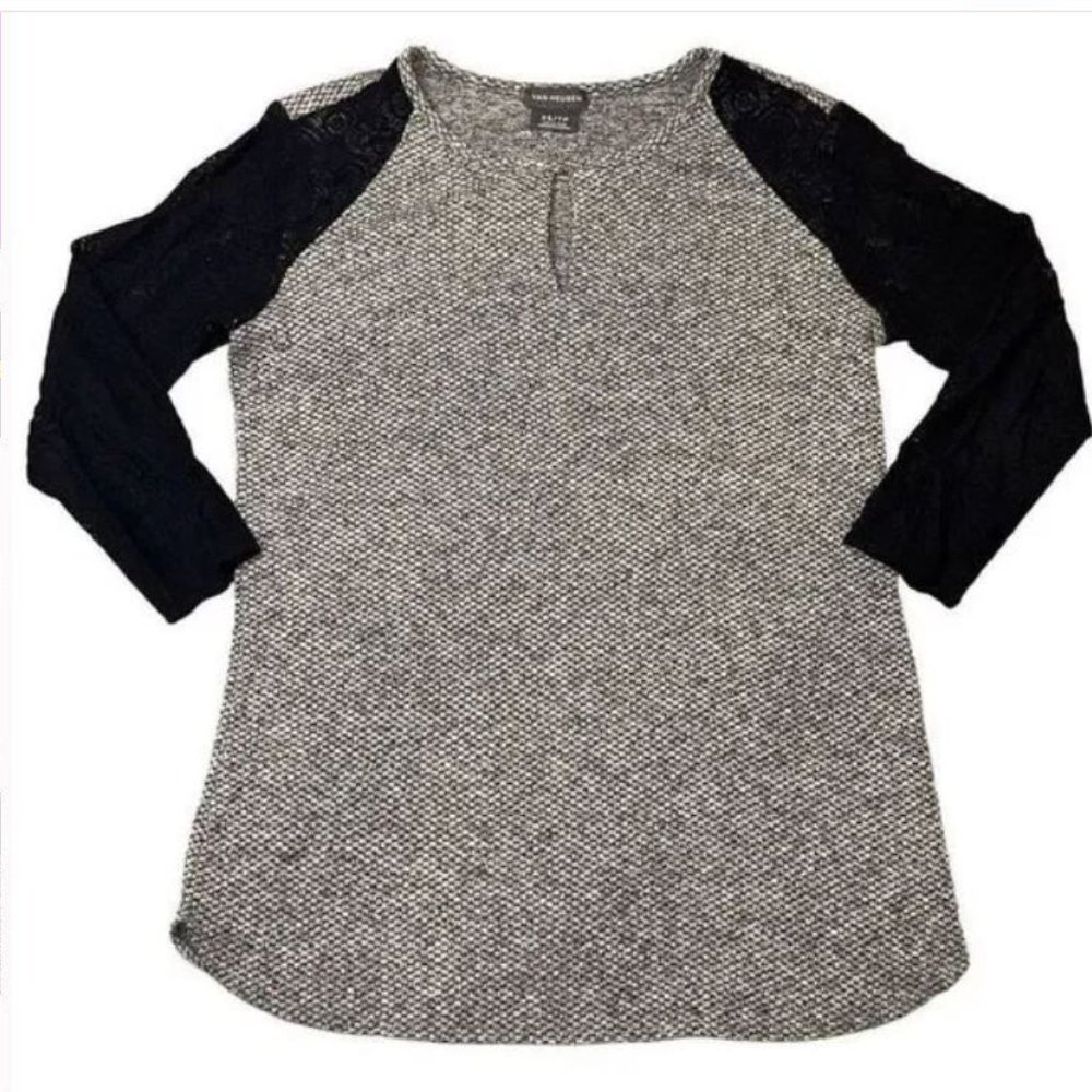 Van Heusen 3/4 lace sleeve knit top
